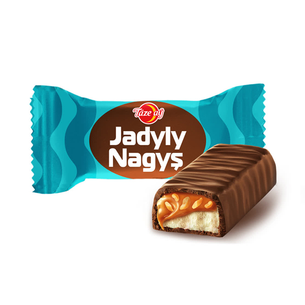 شکلات تازه آی ترکمنستان مغزدار با لایه کارامل و بادام زمینی بسته 1 کیلویی مدل Jadyly nagyş